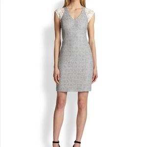 REBECCA TAYLOR Tweed & Lace Sheath Dress
